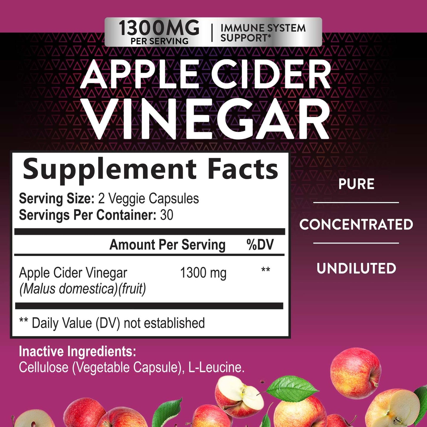 Apple Cider Vinegar Capsules for Detox and Cleanse, Digestion and Immune Support