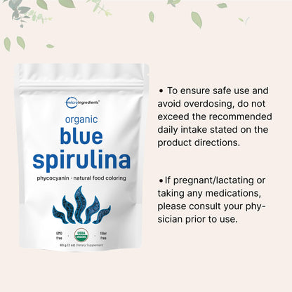 Organic Blue Spirulina Powder (Phycocyanin Extract), 60 Servings - No Fishy Smell