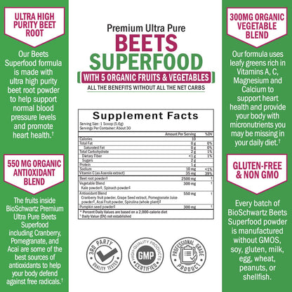 Beet Root Powder - Beets Superfood Supplement with Vitamin C Plus Organic Antioxidant