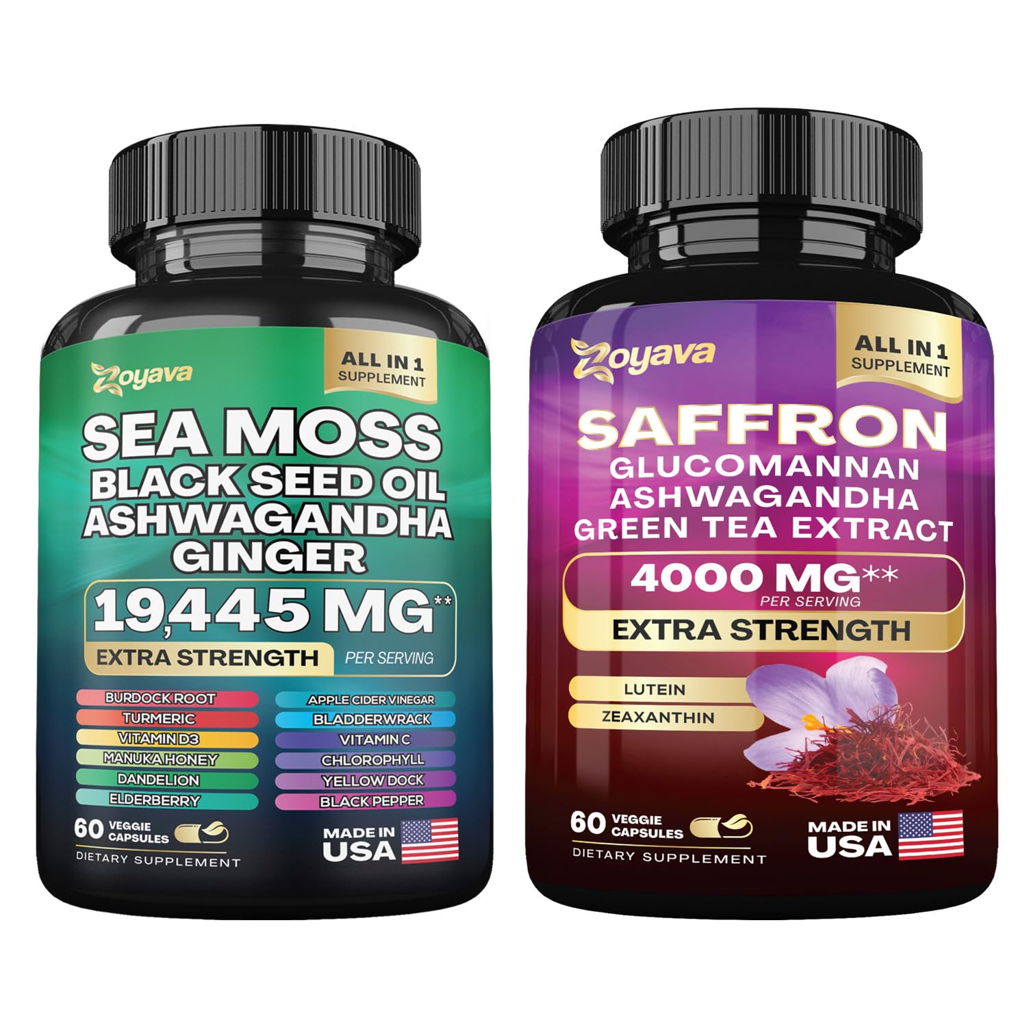 Zoyava Sea Moss 16-in-1 and Saffron 6-in-1 Bundle