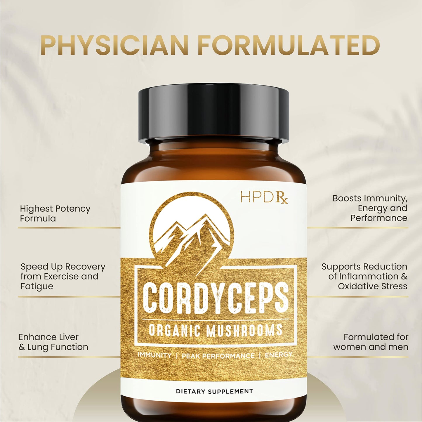 HPD Rx Premium Organic Cordyceps Mushroom Extract Performance , Pack of 2