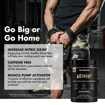 Anabolic Warfare Veiniac Muscle Pump Activator Supplement Stimulant Free Pre-Workout with L-Citrulline, Betaine Anhydrous, & Added AGMass™, Increases Nitric Oxide*, Fruit Punch 20 Servings