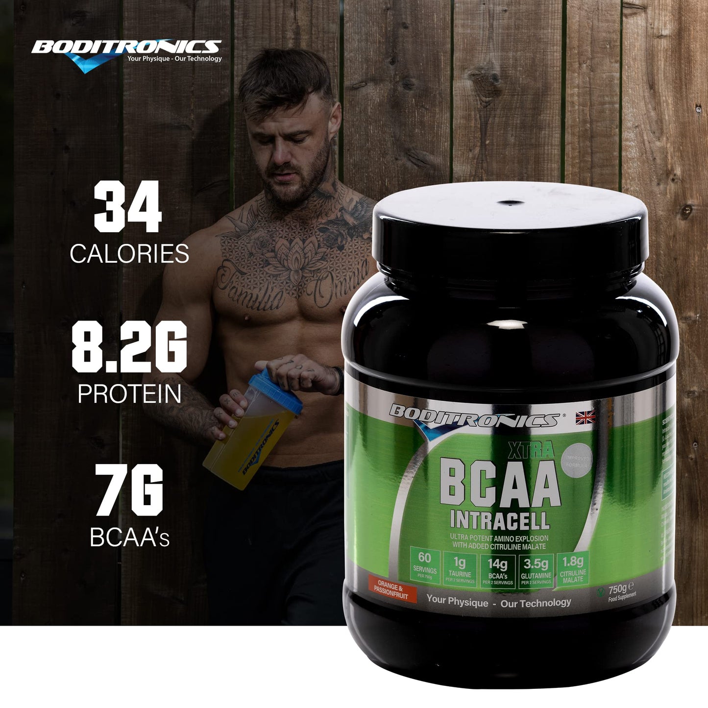 Boditronics BCAA Intracell Xtra Intra Workout Protein Powder, Branched Chain Amino Acid Supplement