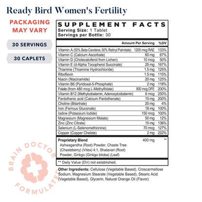 Best Nest Ready Bird Women's Fertility Vitamins, Conception Supplement & Prenatal Multivitamin