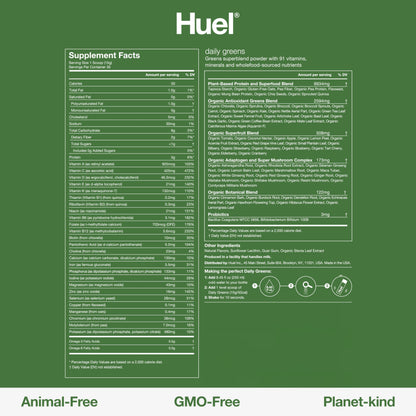 Huel Daily Greens | Superfood Greens Powder | 91 Vitamins, Minerals, and Wholefood