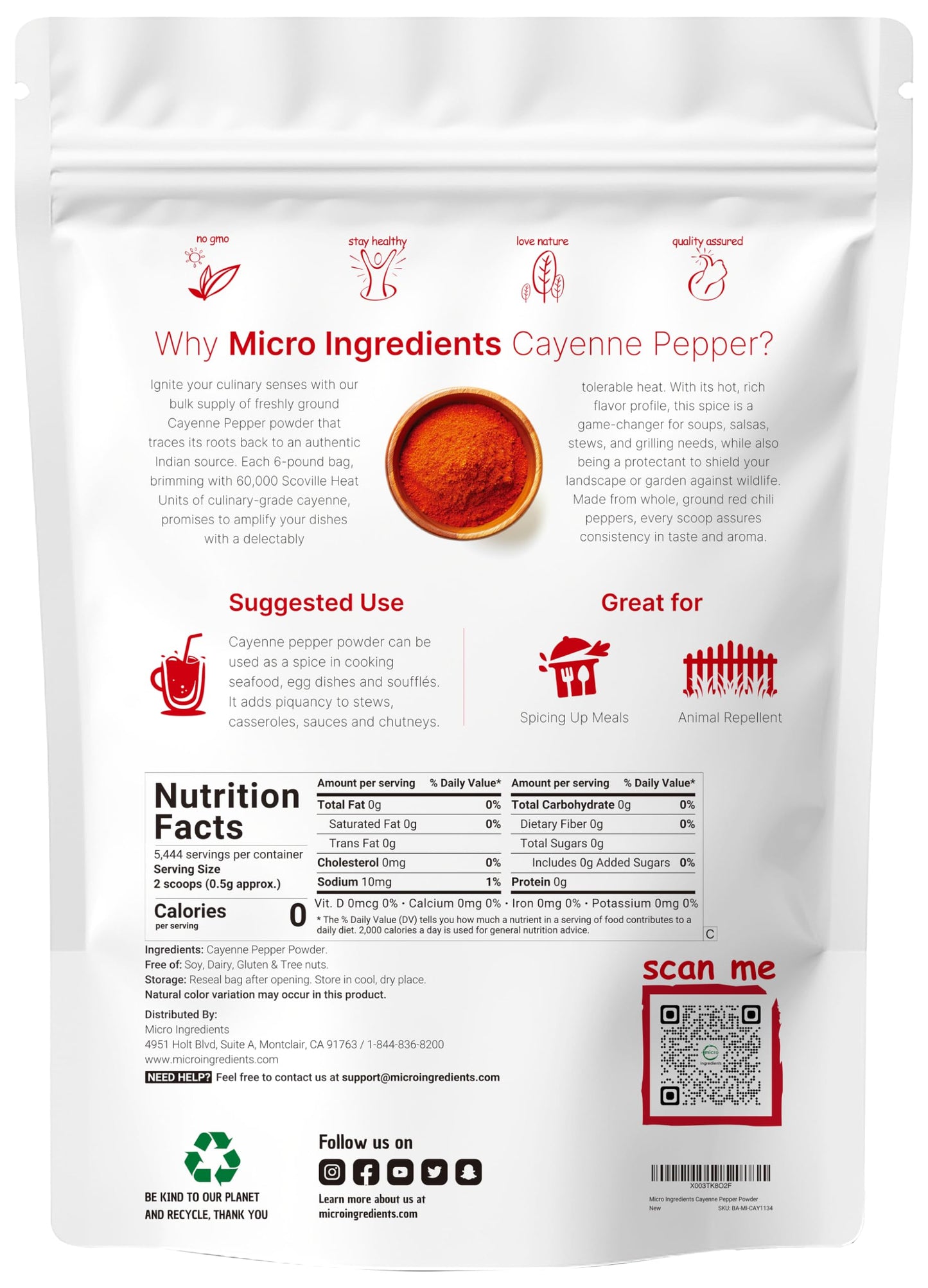 Ground Cayenne Pepper Powder, 6lbs (60,000 SHU Heat) | Premium Source for Spice