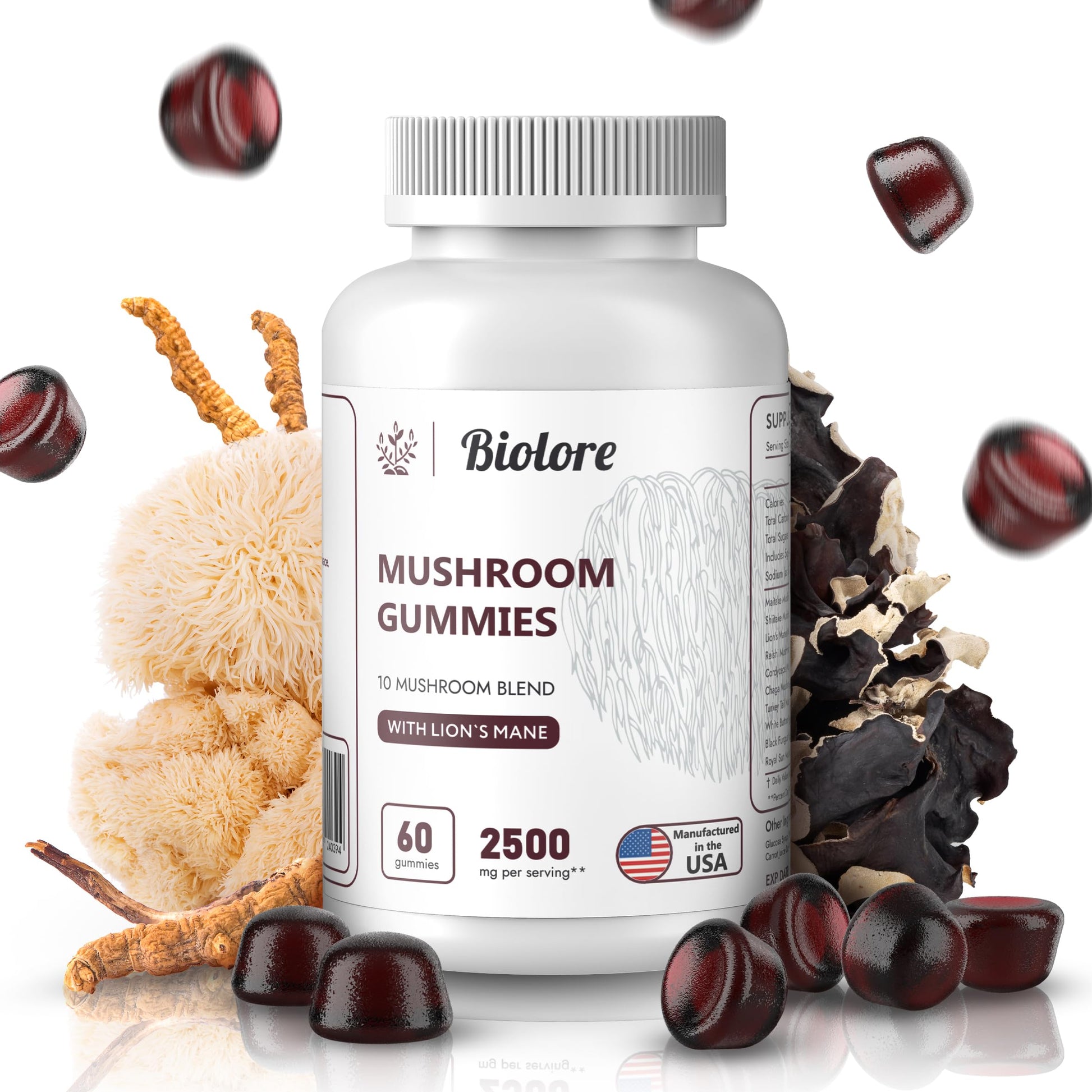 Biolore Mushroom Complex Gummies: 10 Powerful Mushrooms with Chaga, Lions Mane