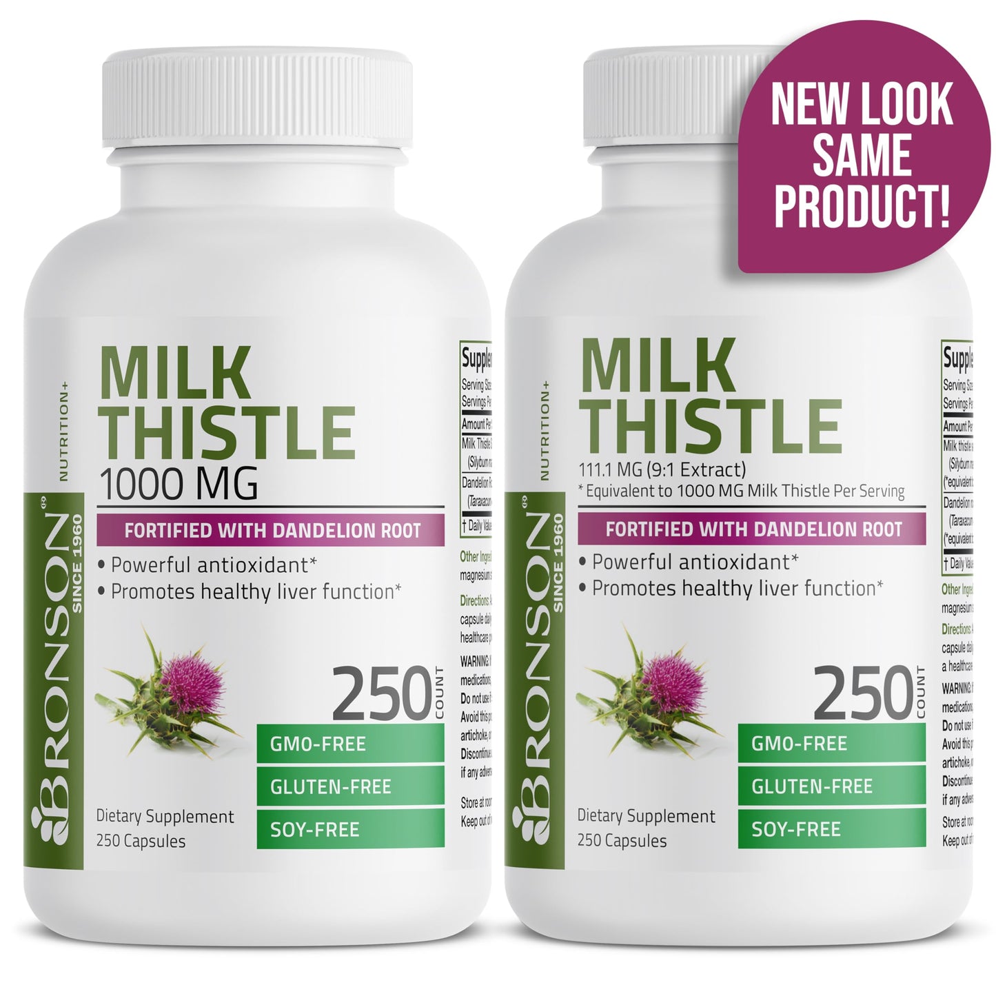 Bronson Milk Thistle Silymarin Marianum & Dandelion Root Liver Health Support