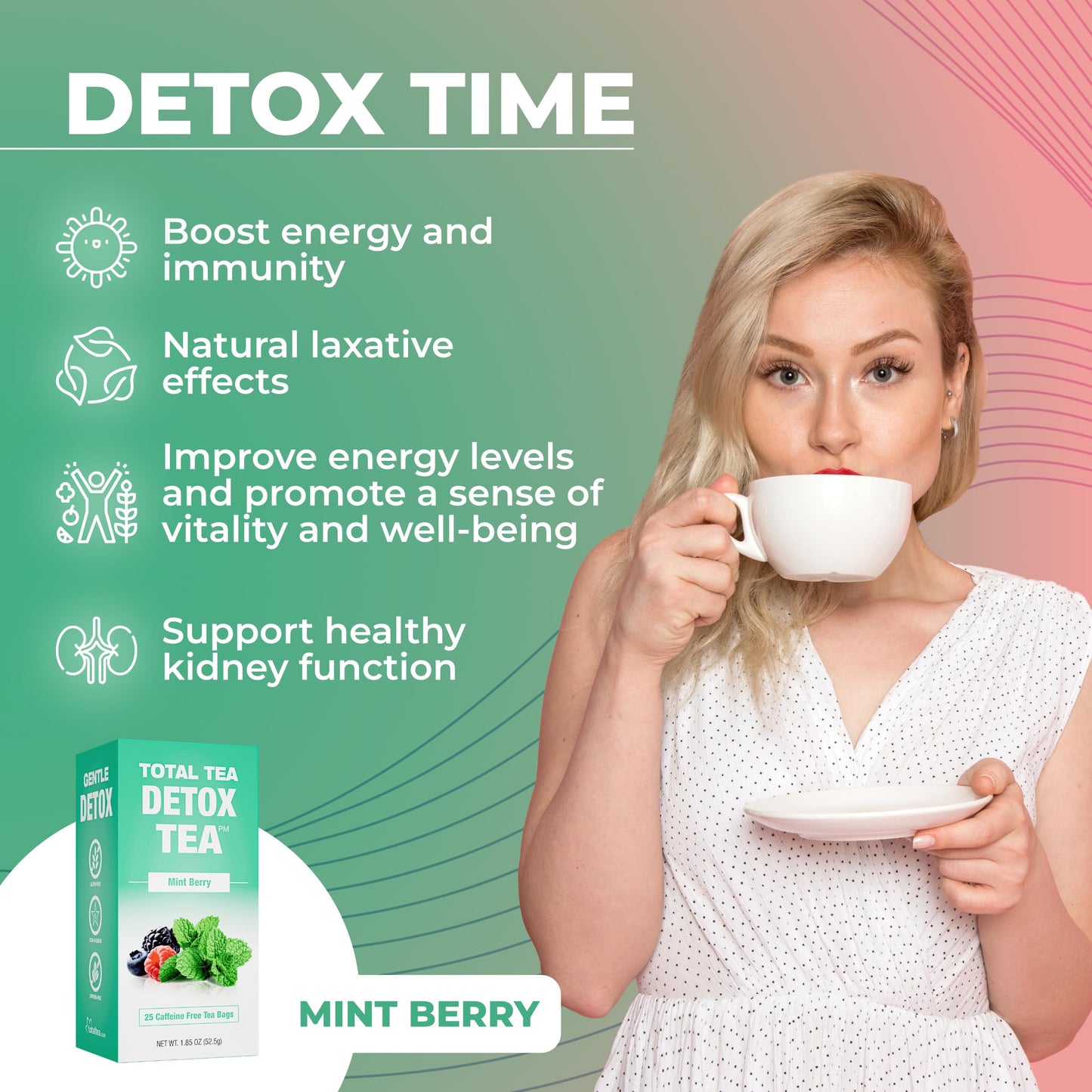 Total Tea Slimming Detox Tea for a Healthy Weight Support - Caffeine Free - Herbal