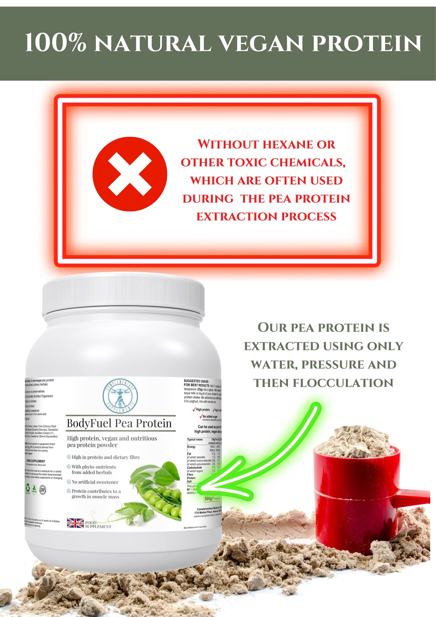 Complementary Supplements - BodyFuel Hypoallergenic Pea Protein Isolate Powder Plus Phytonutrients