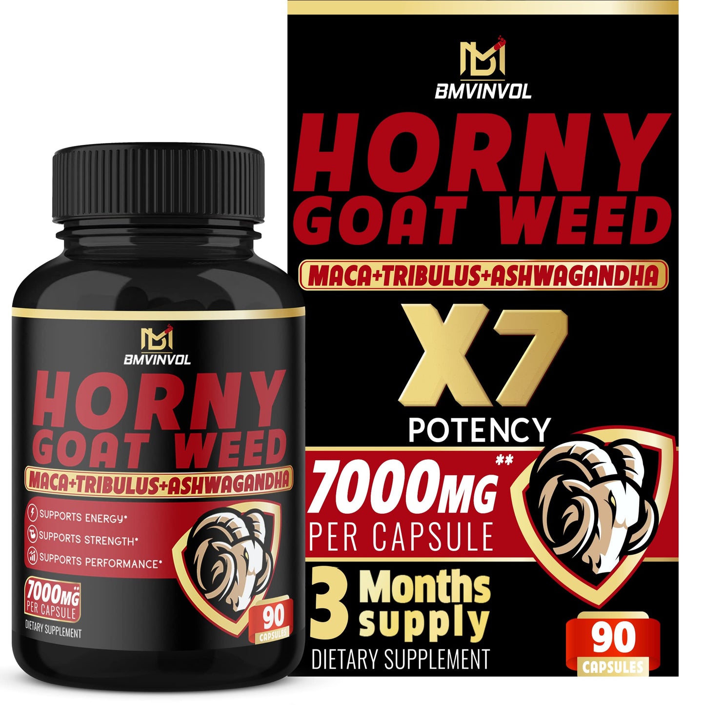 BMVINVOL Horny Goat Weed Capsules - 7000mg Herbal Equivalent