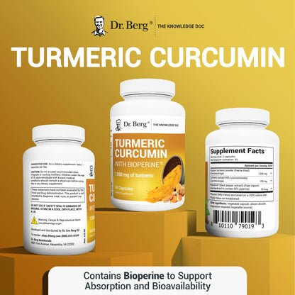 Dr. Berg (Only 2 Per Day) Turmeric Supplement with Black Pepper - 1350mg Turmeric