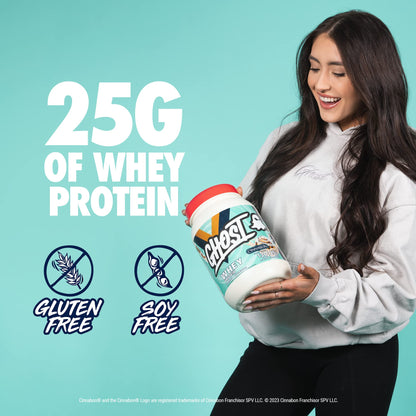 GHOST Whey Protein Powder, Cinnabon - 2LB Tub, 25G of Protein - Cinnamon Roll Flavore