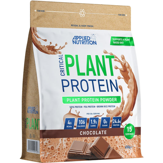 Applied Nutrition Plant Protein Powder – Critical Plant Vegan Protein Shake with SOYA, Pea, Brown Rice Proteins