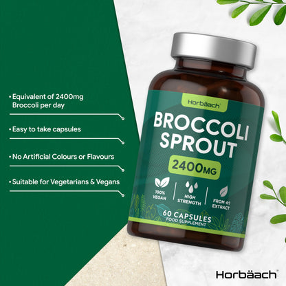 Broccoli Sprout Extract | Activated Sulforaphane Supplement | 2400mg Capsules | 60 Ct