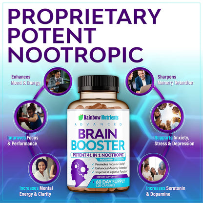 40-in-1 Brain Booster Supplements for Memory, Focus, Clarity, Energy, Performance