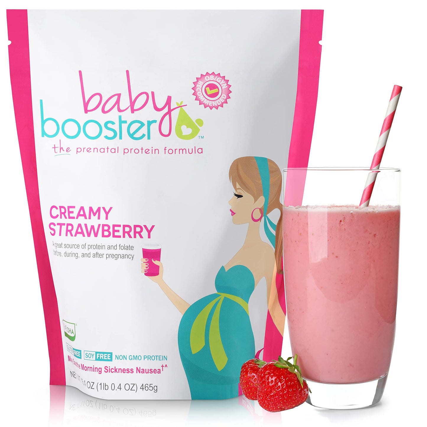 Baby Booster Prenatal Vitamin Supplement Shakes, Kona Mocha and Strawberry