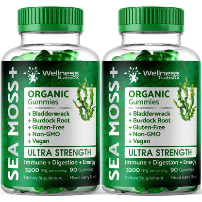 WELLNESS LABSRX Sea Moss Gummies, 3200mg Organic Seamoss, Irish Sea Moss