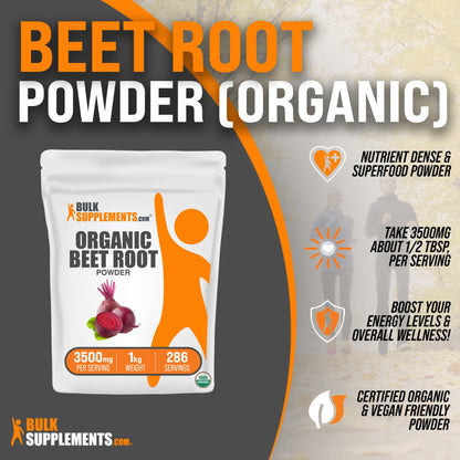 BULKSUPPLEMENTS.COM Organic Beet Root Powder - Beet Powder Organic, Beetroot