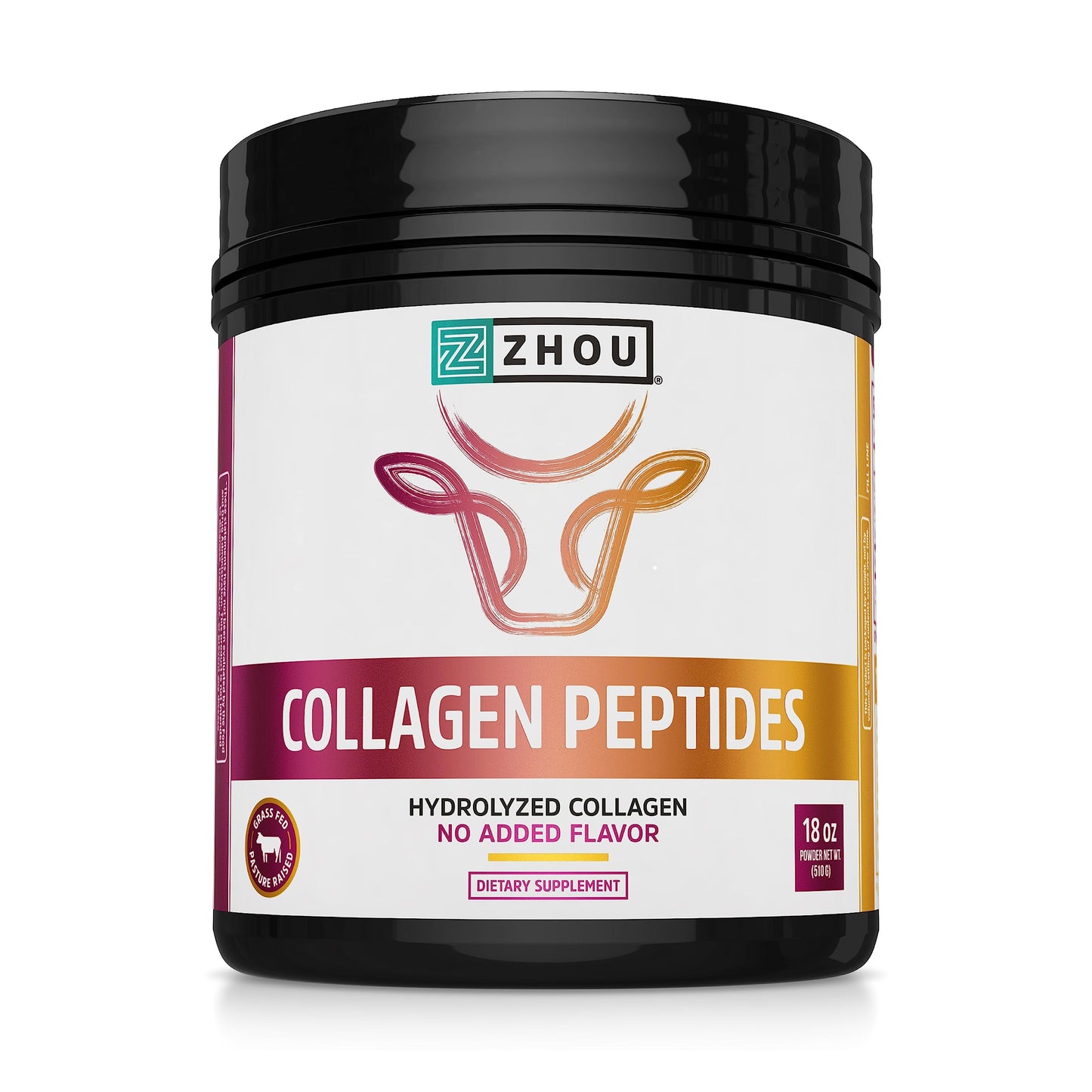 Zhou Collagen Peptides Hydrolyzed Protein Powder – Grass Fed, Pasture Raised, Unflavored