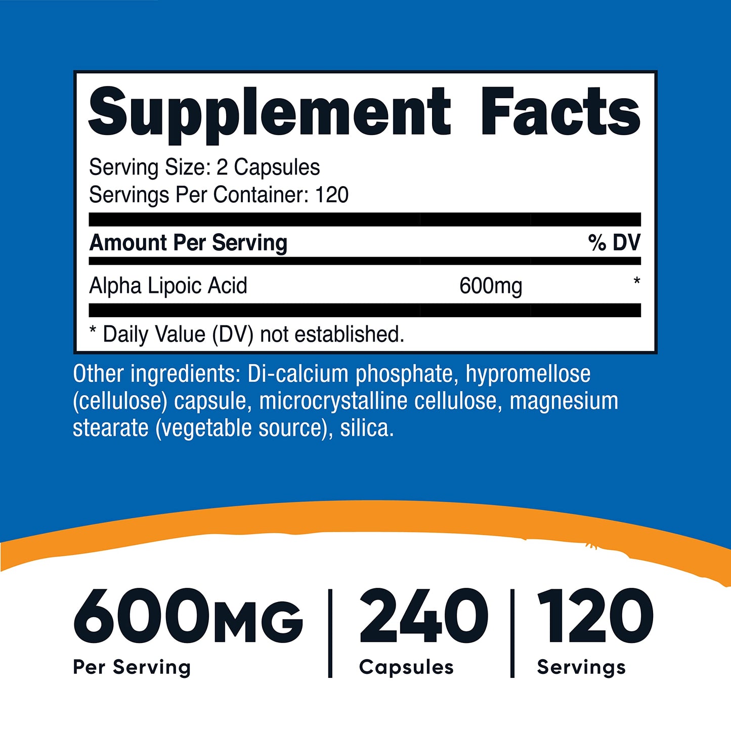 Nutricost Alpha Lipoic Acid 600mg Per Serving, 240 Capsules - Gluten Free, Vegetarian