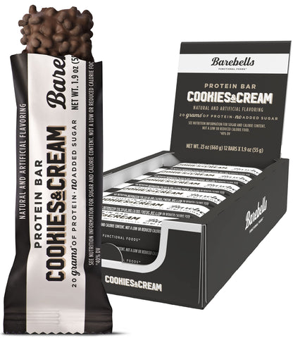 Barebells Protein Bars Cookies & Cream - 12 Count, 1.9oz Bars - Protein Snacks with 20g 