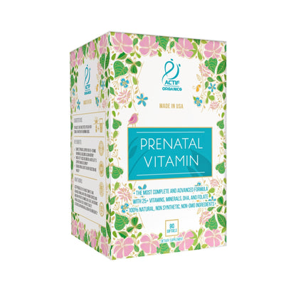 Actif Organic Prenatal Vitamin with 25+ Organic Vitamins, 100% Natural, DHA, EPA, Omega 3