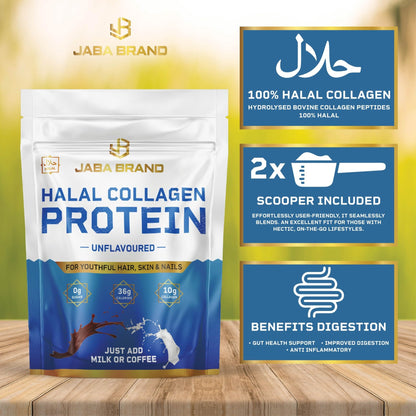 JABA BRAND - Halal Bovine Collagen Protein Powder for Hair, Nails, Joints and Skin