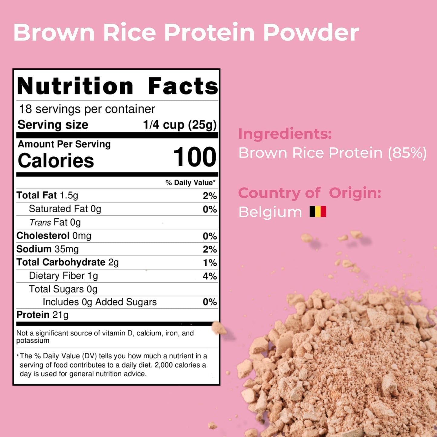 Amrita Brown Rice Protein Powder - Unflavored Vegan Protein Powder - Non-GMO, Gluten