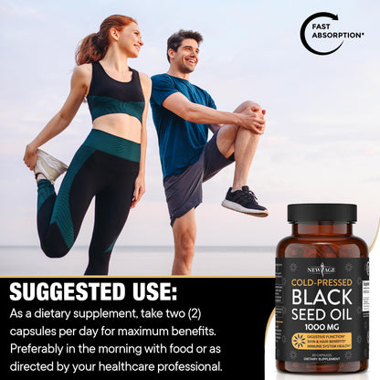 Black Seed Oil Softgel Capsules - Premium Cold-Pressed Nigella Sativa Producing Pure