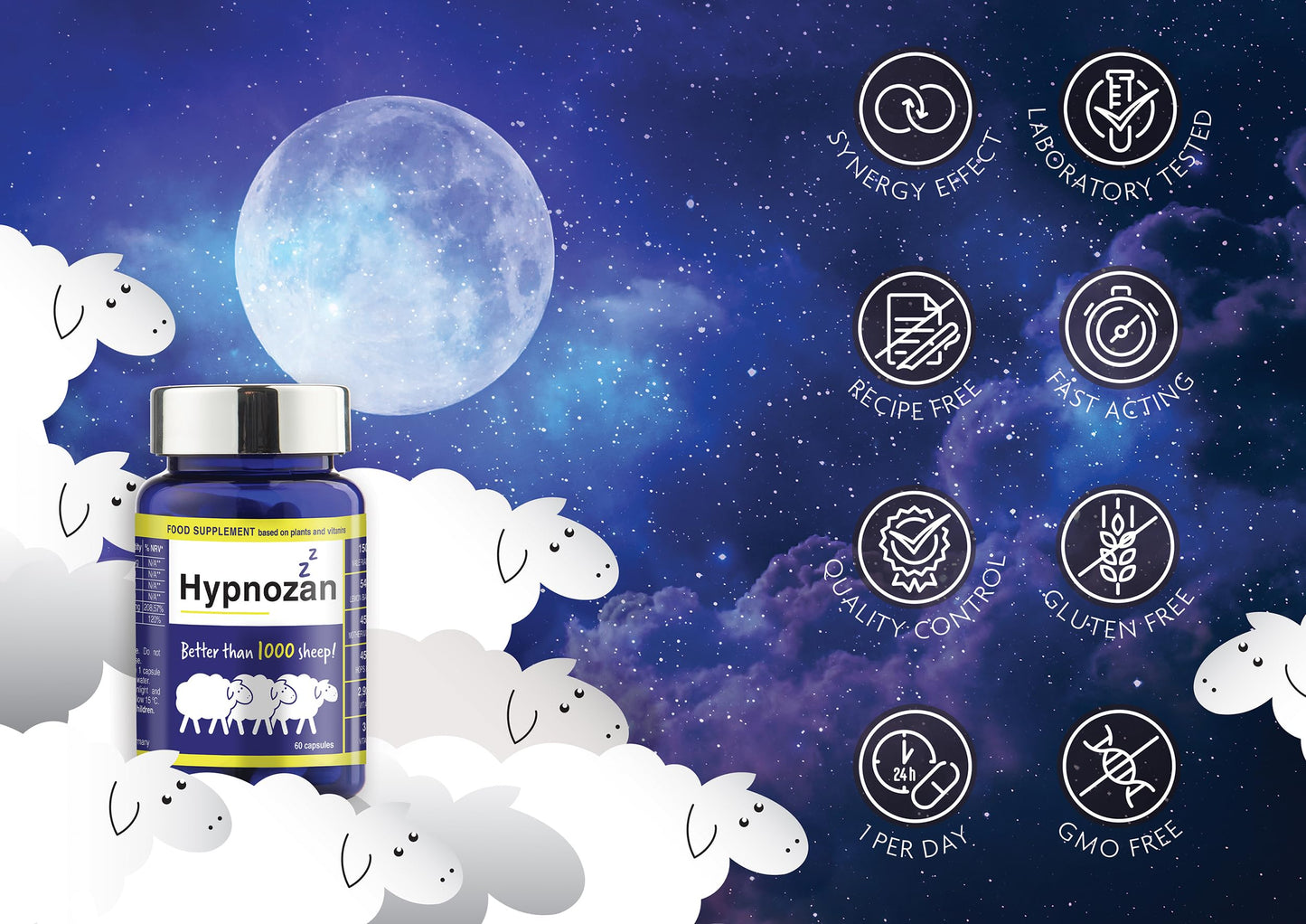 Hypnozan. 60 Easy Nights in Every Pack - 60 Capsules, Just One Before Bed. Natural