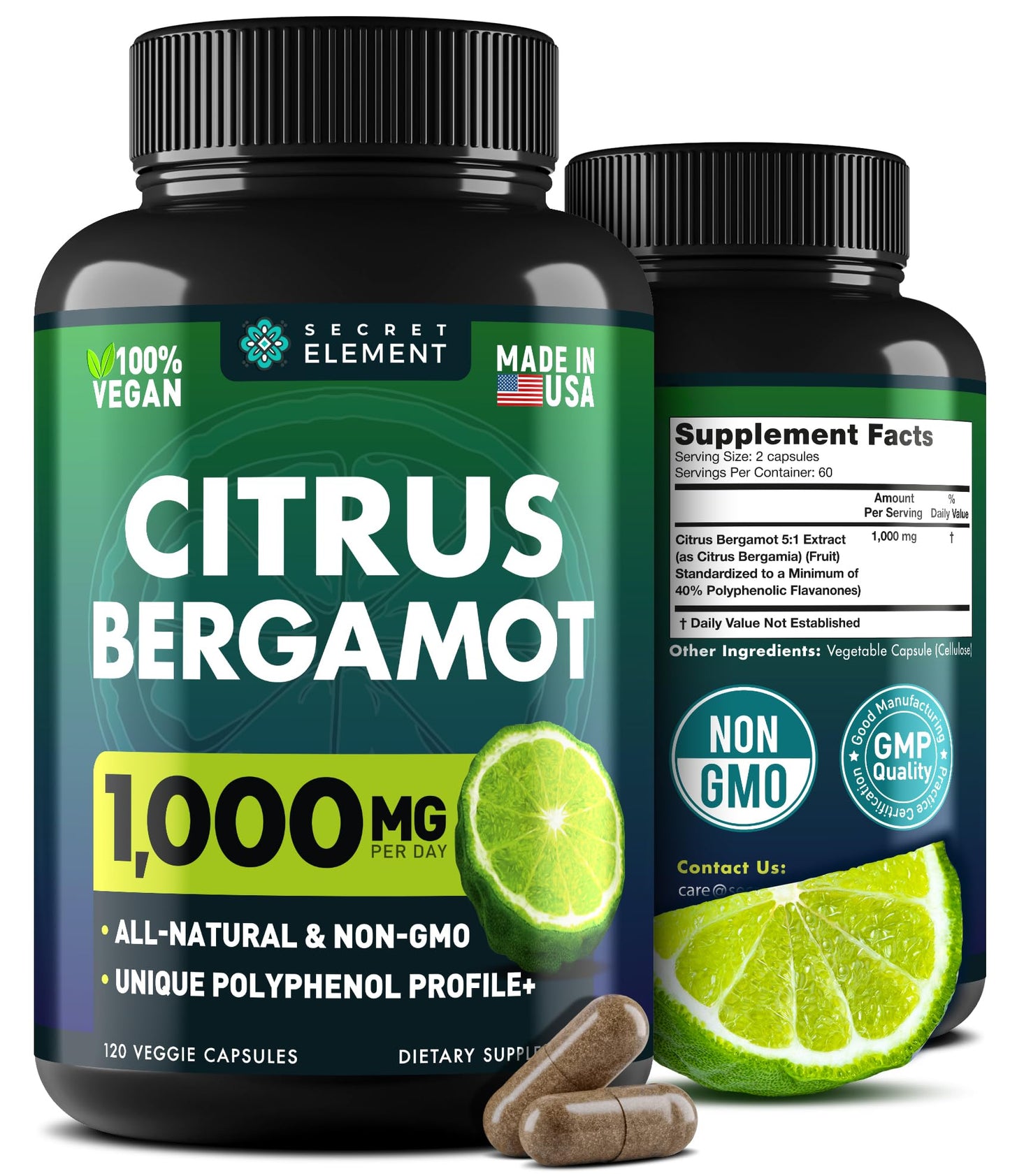 Citrus Bergamot Extract 1000mg - Citrus Bergamot Supplement for Heart, Immune System