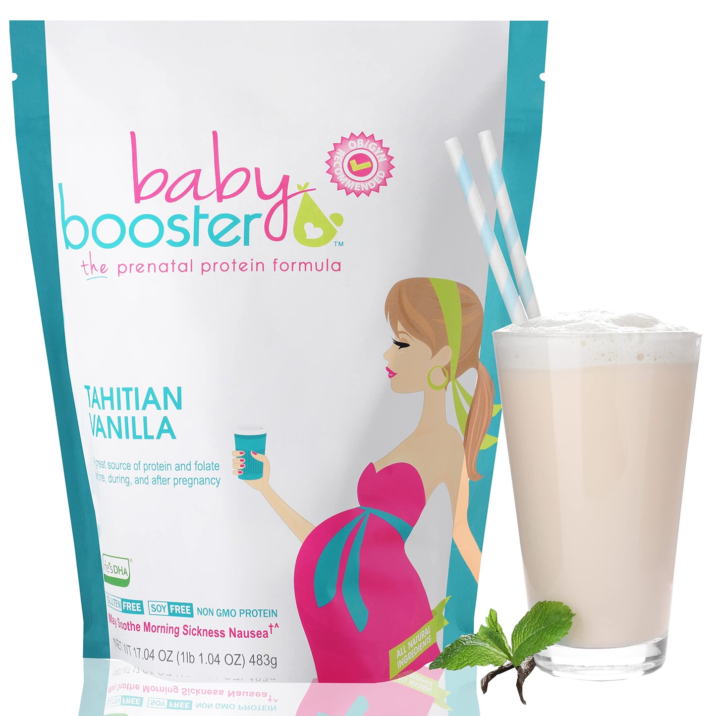 Baby Booster Prenatal Vitamin Supplement Shakes, Tahitian Vanilla and Strawberry