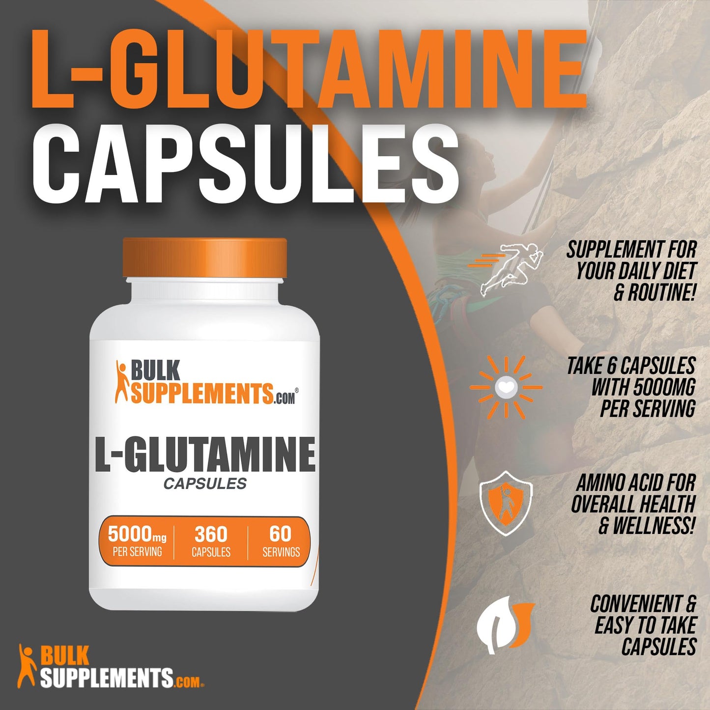 BULKSUPPLEMENTS.COM L-Glutamine Capsules - Glutamine Supplement, L Glutamine