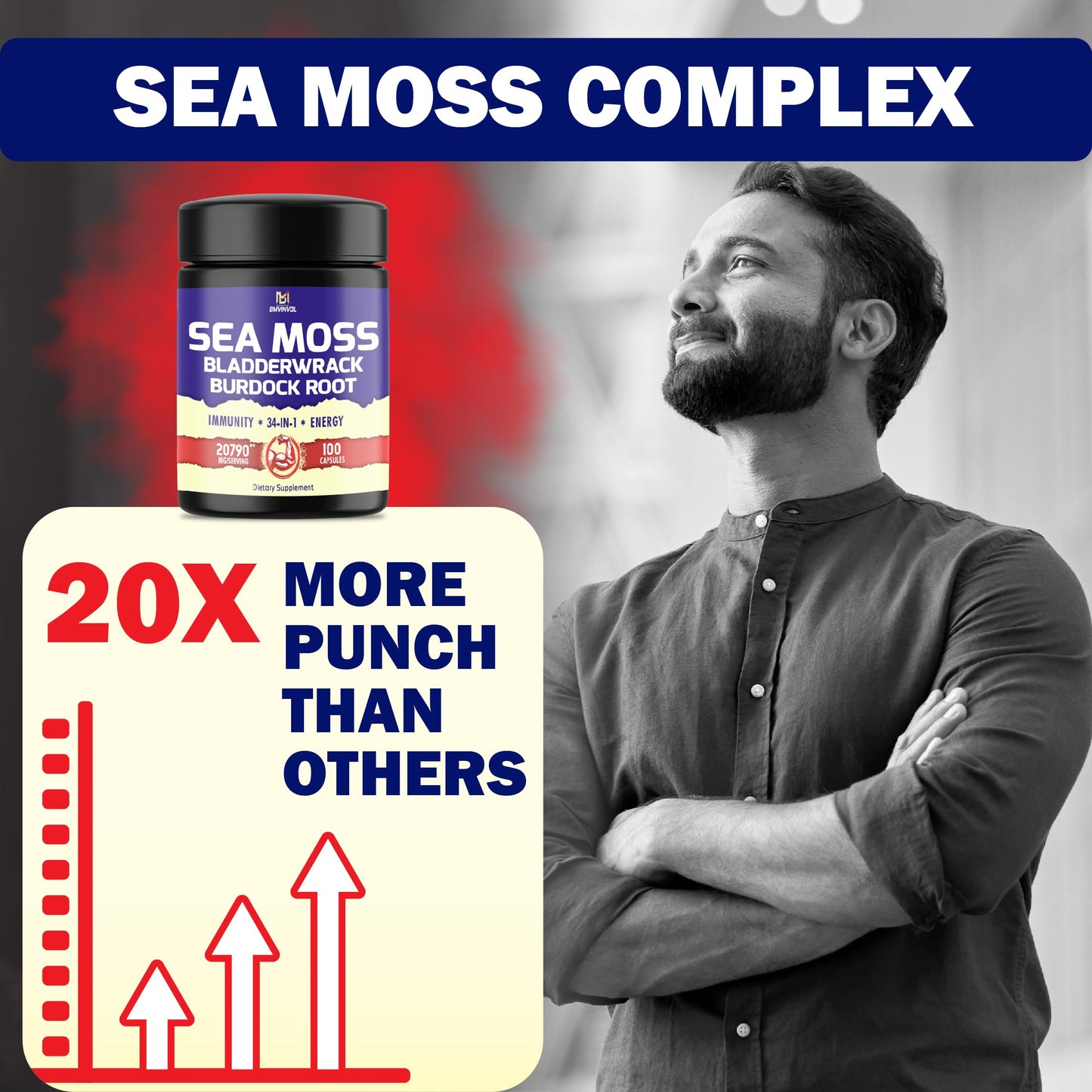 BMVINVOL 100 Capsules - Sea Moss Capsules 20790mg with Bladderwrack, Burdock