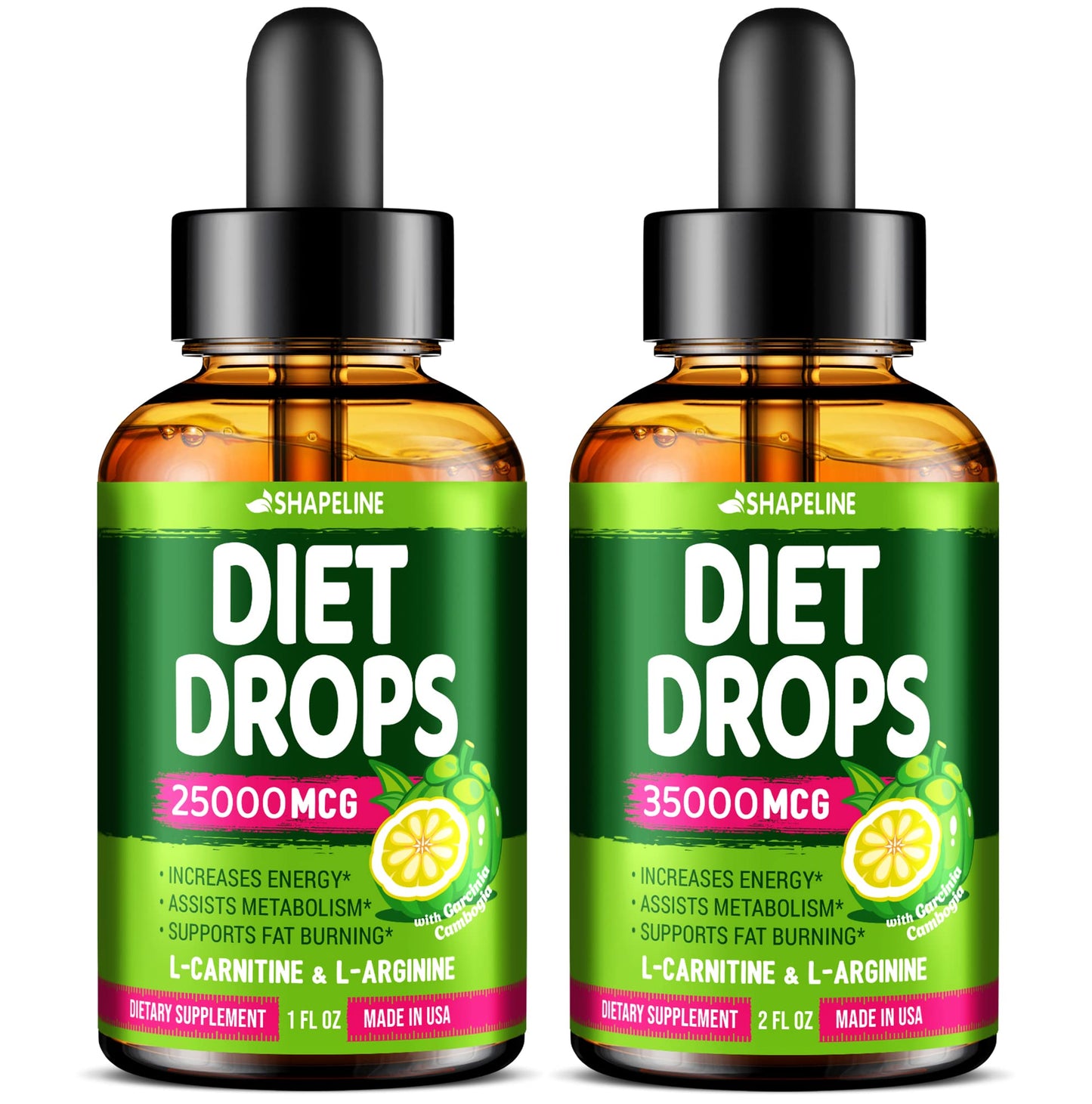 SHAPELINE Weight Loss Drops - Diet Drops 1 Fl Oz & 2 Fl Oz - Made in The USA - Appetite 