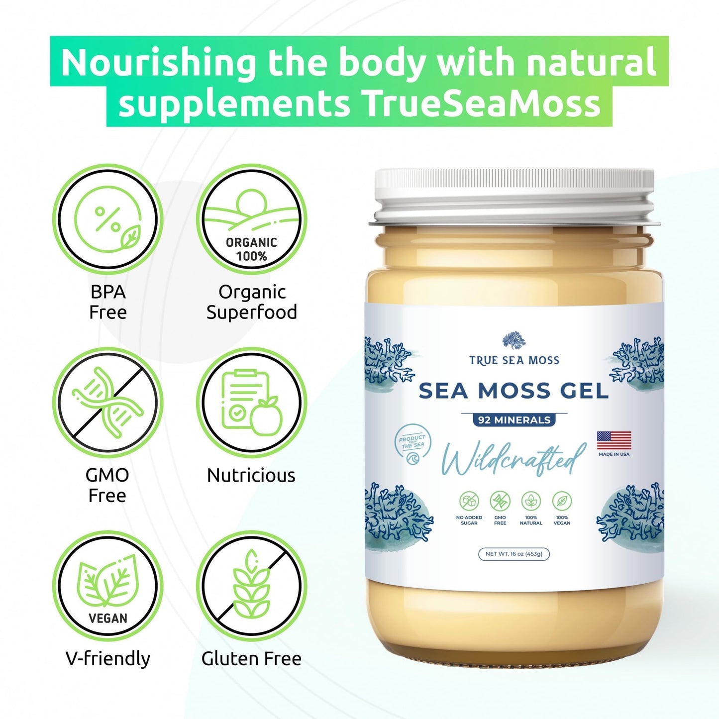 TrueSeaMoss Wildcrafted Irish Sea Moss Gel – Nutritious Raw Seamoss Rich in Minerals