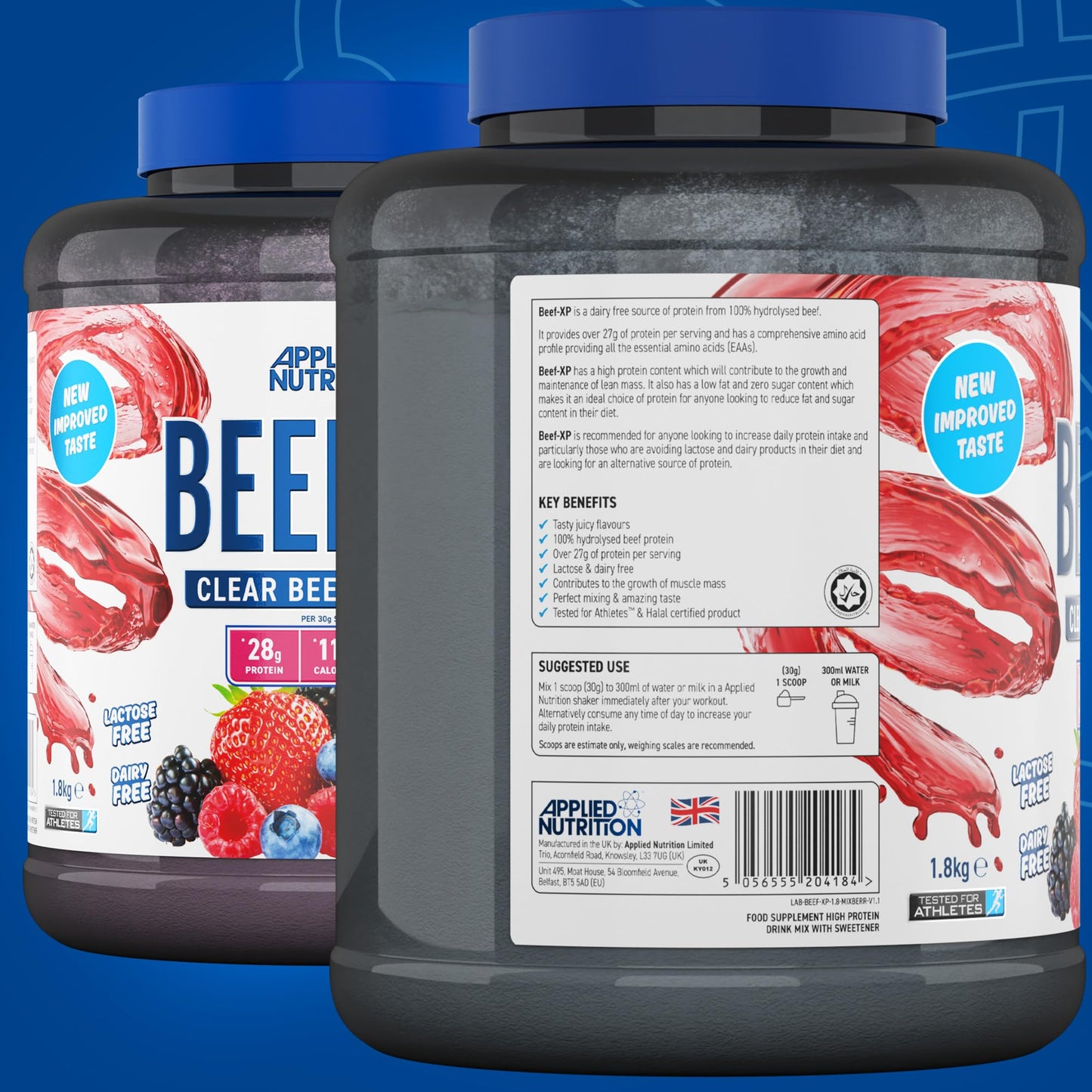 Applied Nutrition Beef XP - Clear Hydrolysed Beef Protein Isolate, Fruit Juice Style, Dairy Free Beef Protein Powder