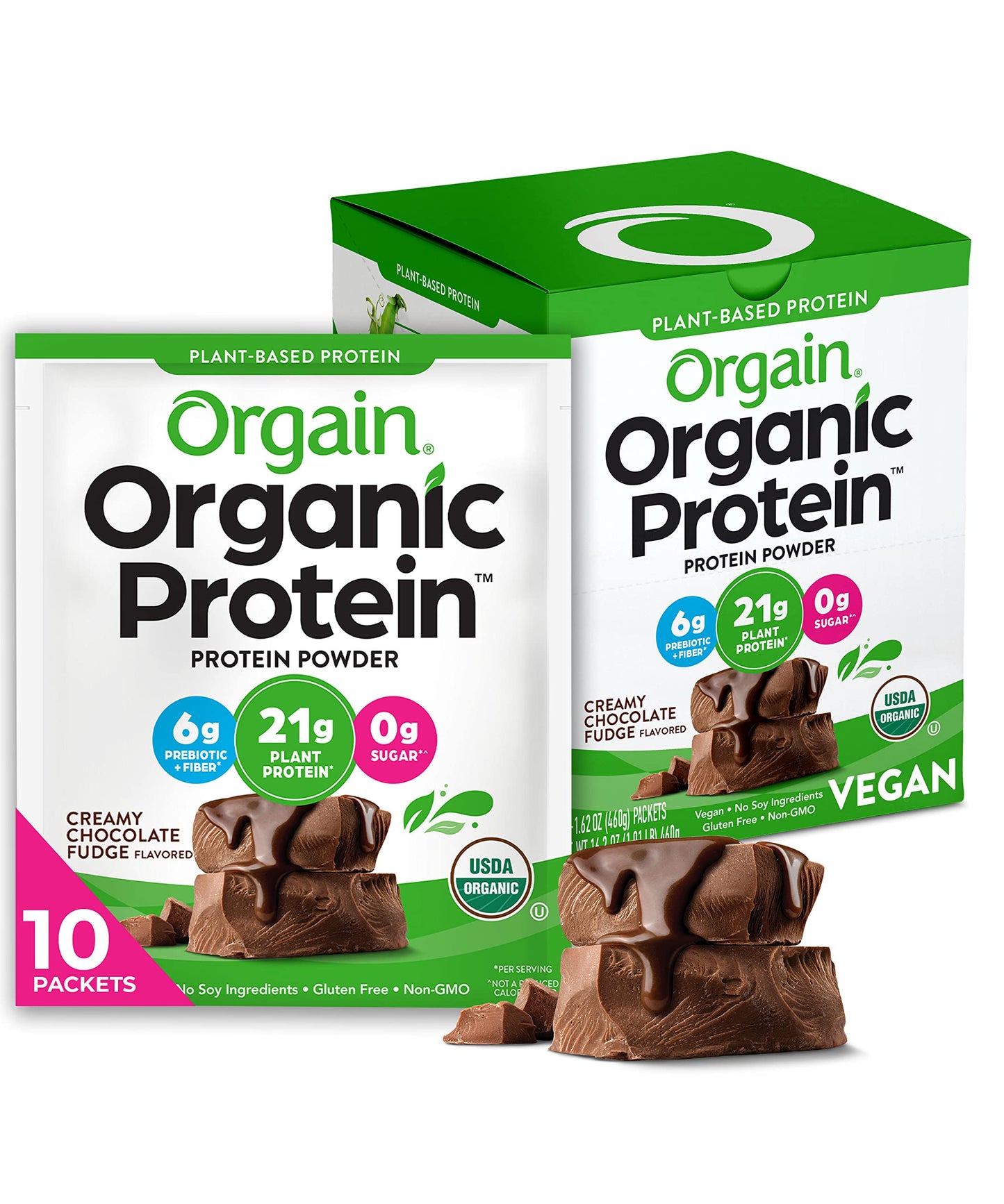 Orgain Organic Vegan Protein Powder, Chocolate Fudge - 21g Plant Based Protein, Gluten