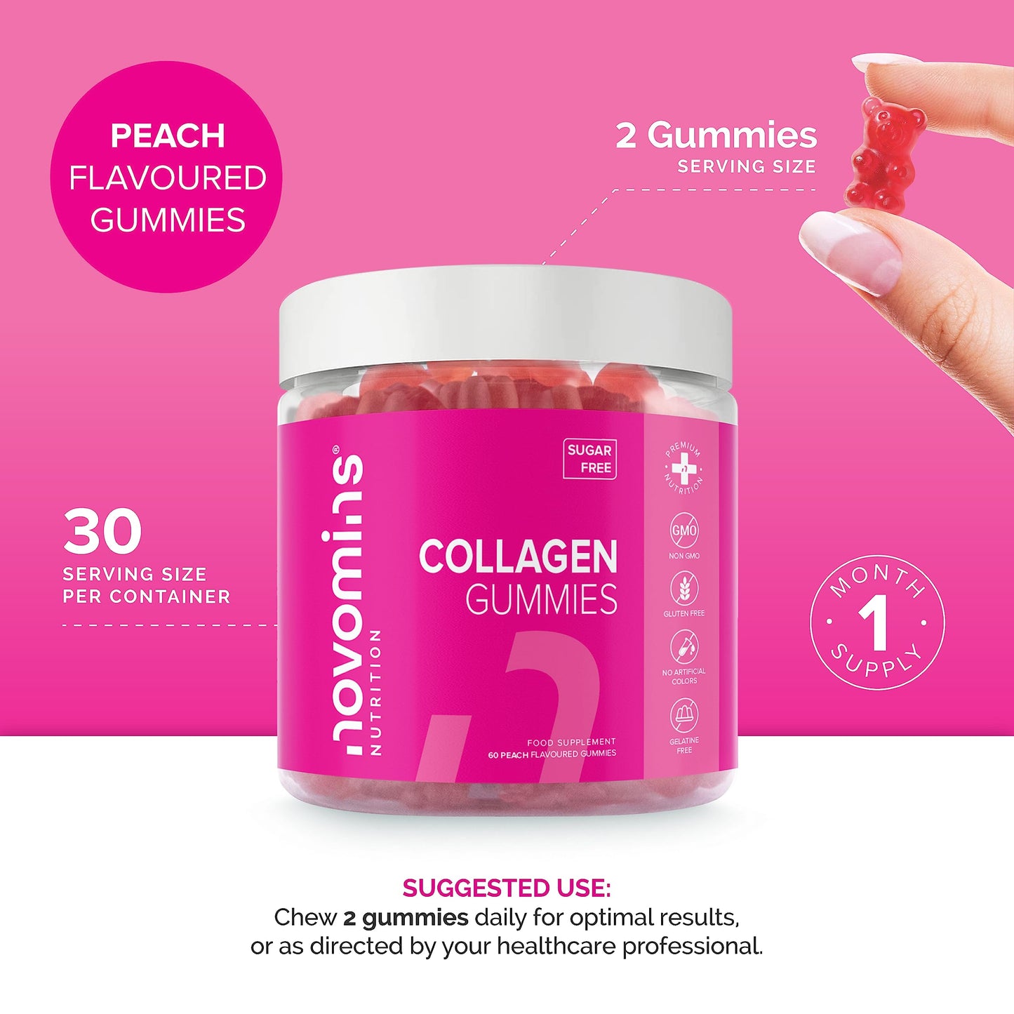 Collagen Gummies - Sugar Free Marine Collagen Gummies - Superior Type 1 Hydrolysed Collagen