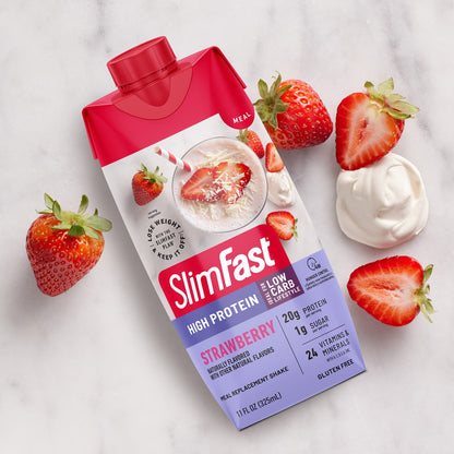 SlimFast Protein Shake, Strawberry- 20g Protein, Meal Replacement Shake Ready to Drink