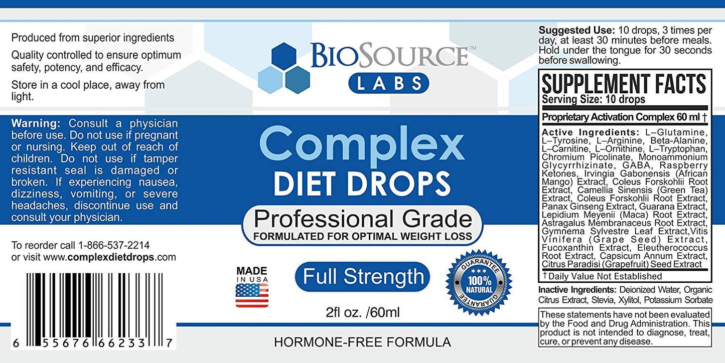 BioSource Labs Complex Diet Drops – Best Natural Weight Management Drops for Men