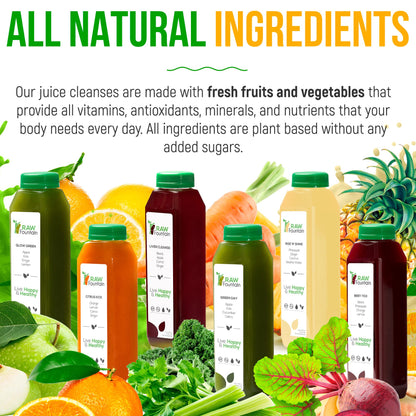 3 Day Juice Cleanse by Raw Fountain, All Natural Raw Detox Cleanse, Liquid Juice Diet