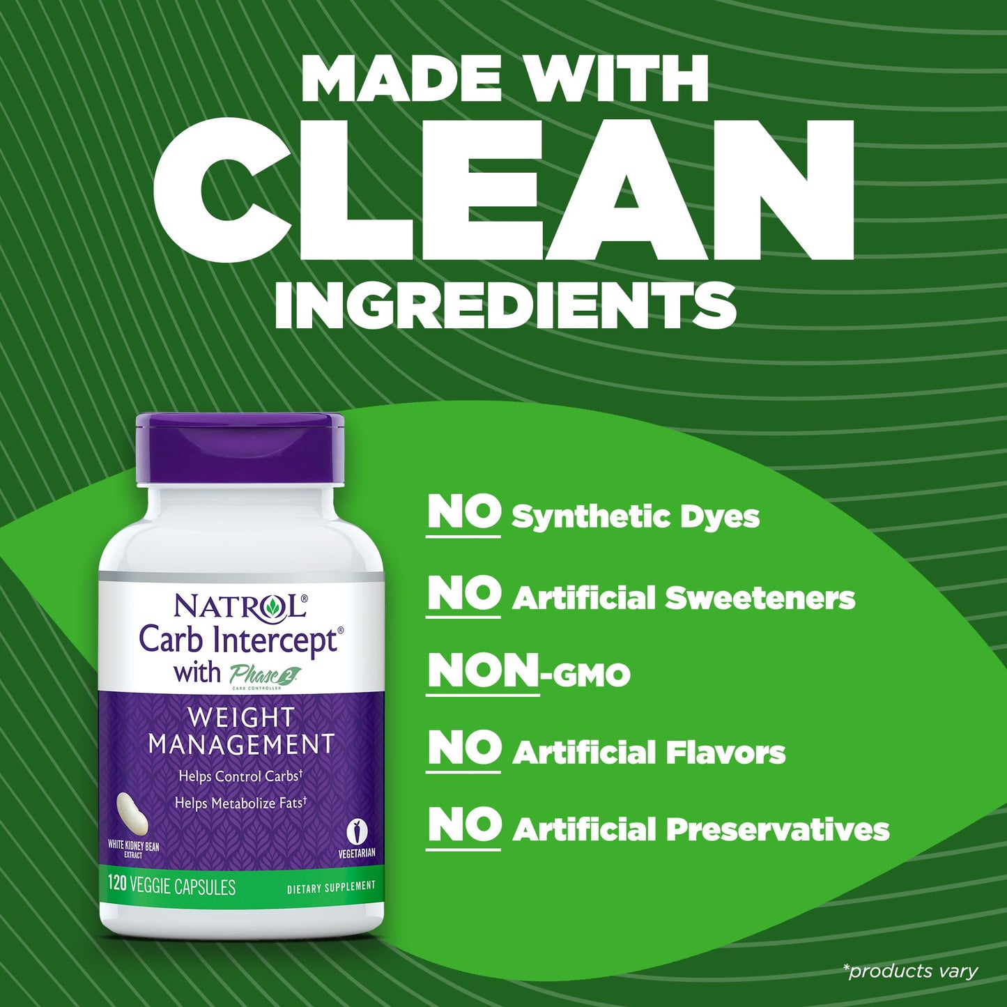 Natrol Carb Intercept Capsules with White Kidney Bean Extract - Controls Carbs, Metabolize