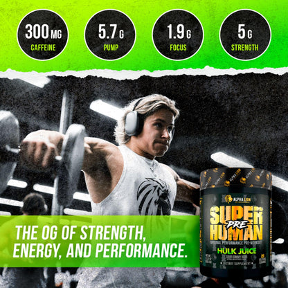 ALPHA LION Superhuman Pre Workout Powder & Post Workout Recovery Bundle, Sustained Energy & Focus + Lean Muscle Growth, Strength & Volume (Hulk Juice & Muscle Marg