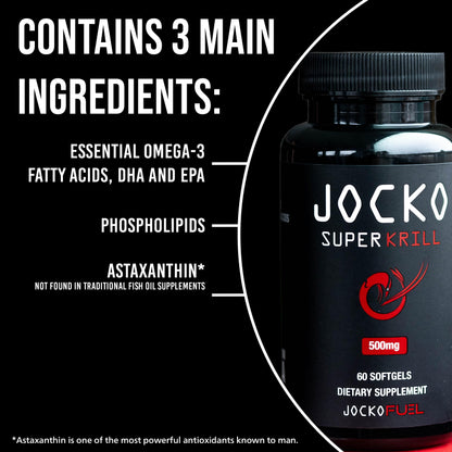 Jocko Fuel Antarctic Krill Oil Omega 3 Fatty Acid Supplements DHA & EPA - 1000mg Softgel