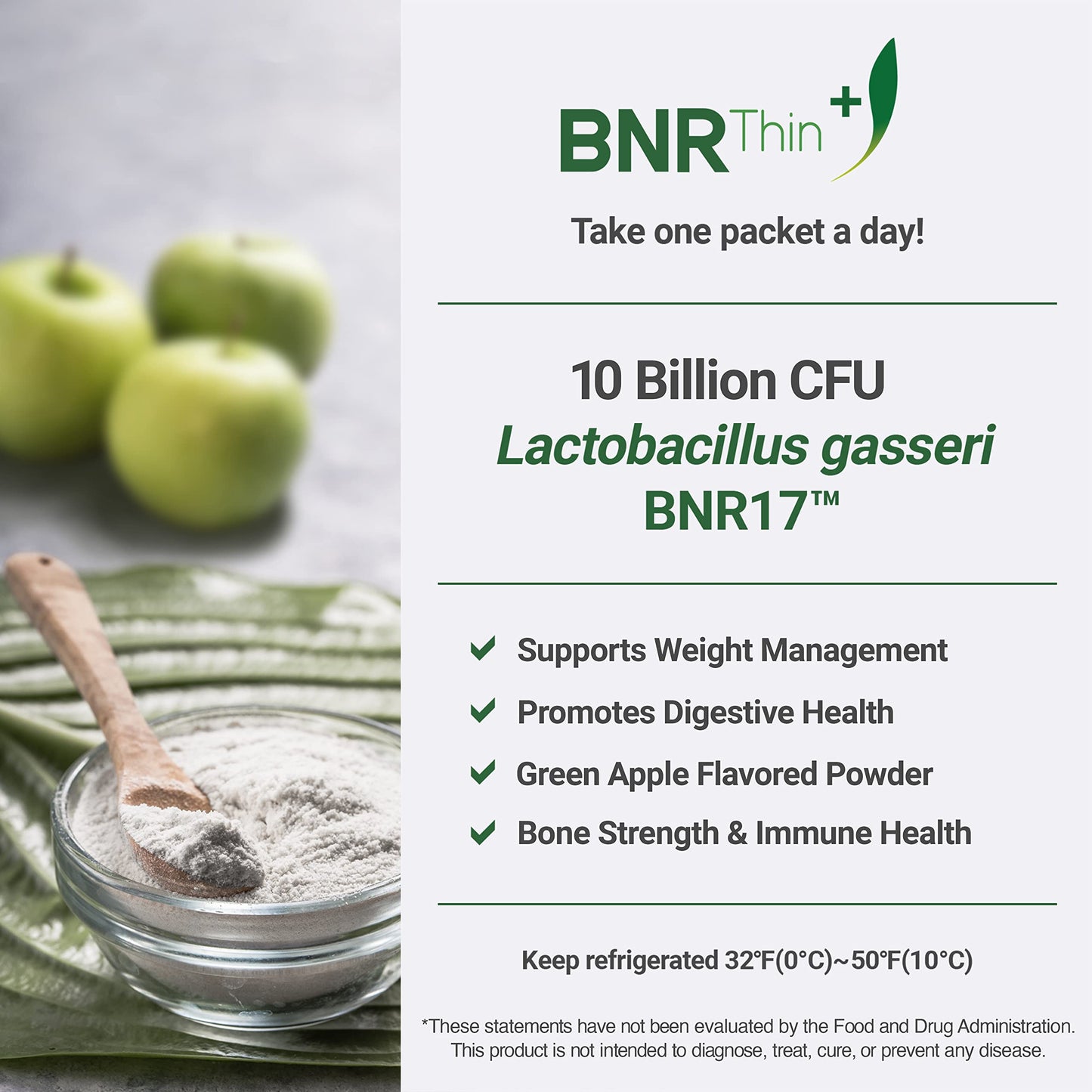 BNRThin Plus, Weight Management Probiotic Powder, 10 Billion CFU Guaranteed, Lactobacil