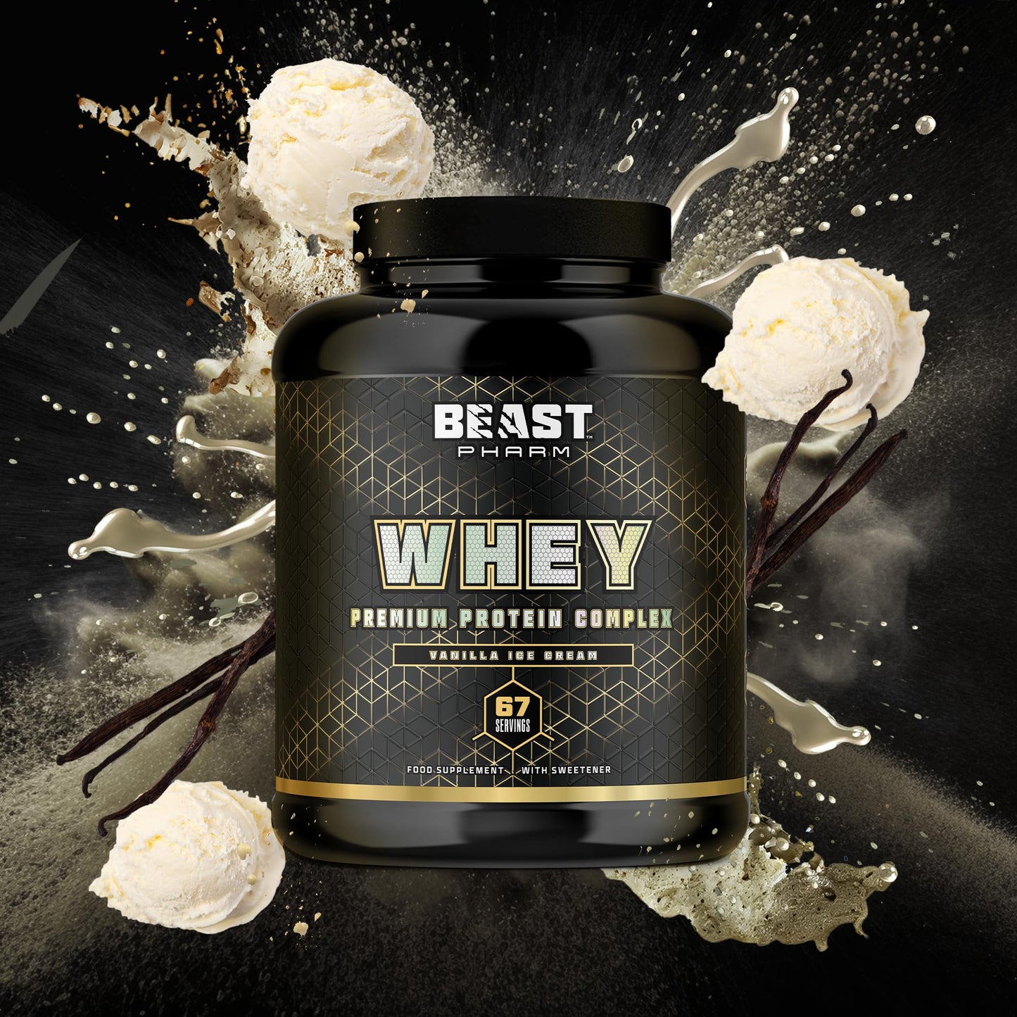 Beast Pharm | WHEY Protein Powder | 2.01kg/67 Servings | Vanilla Ice Cream