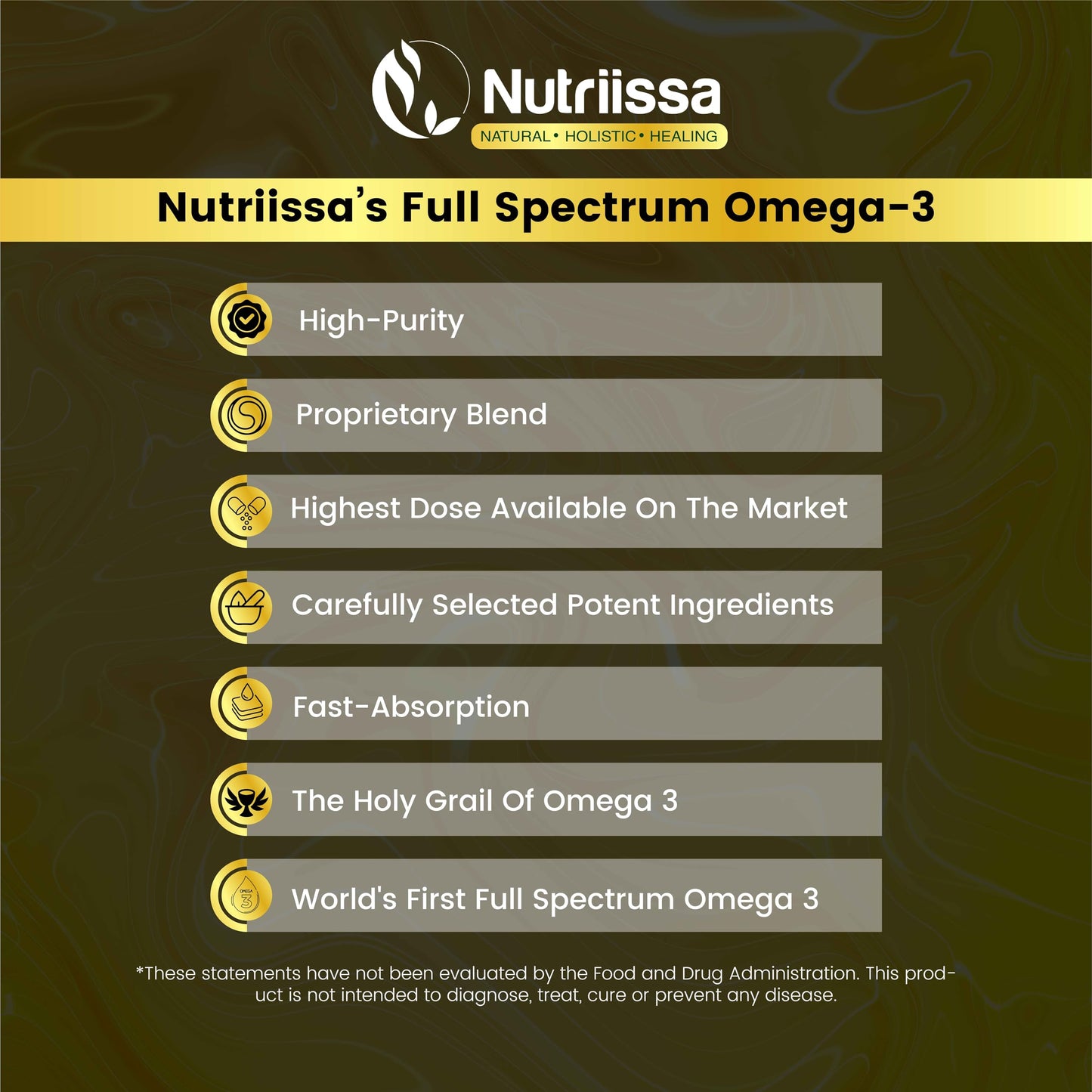 Nutriissa Omega 3 - Full Spectrum - 180 Count - High Concentrate Formula Fish Oil, Krill Oil