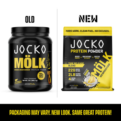 Jocko Mölk Whey Protein Powder (Banana Cream) - Keto, Probiotics, Grass Fed, Digestive